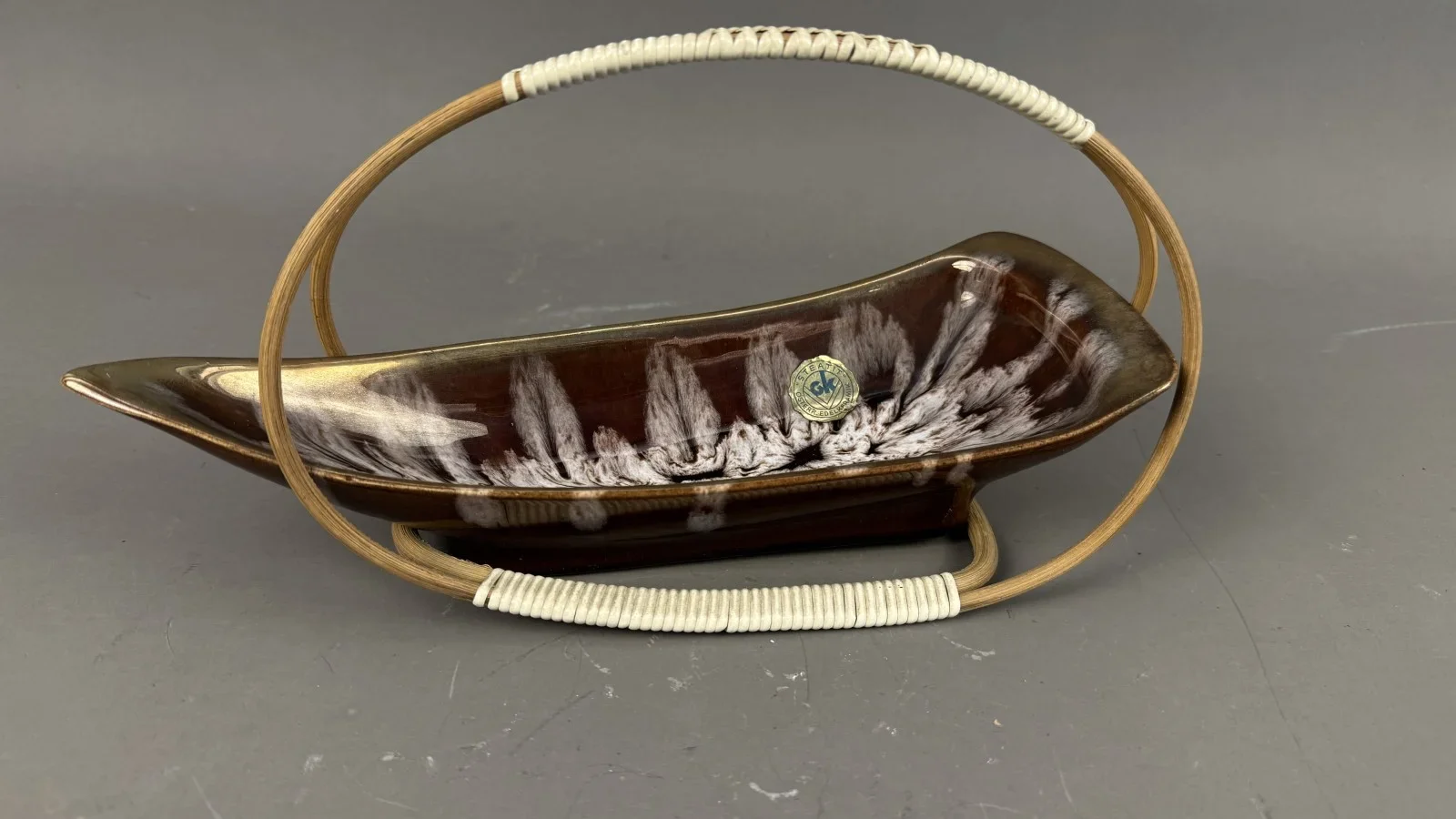 Vintage-Schale, Firma Jasba aus den 1950er Jahren, "Schiffchen", L 31cm, H 15cm
