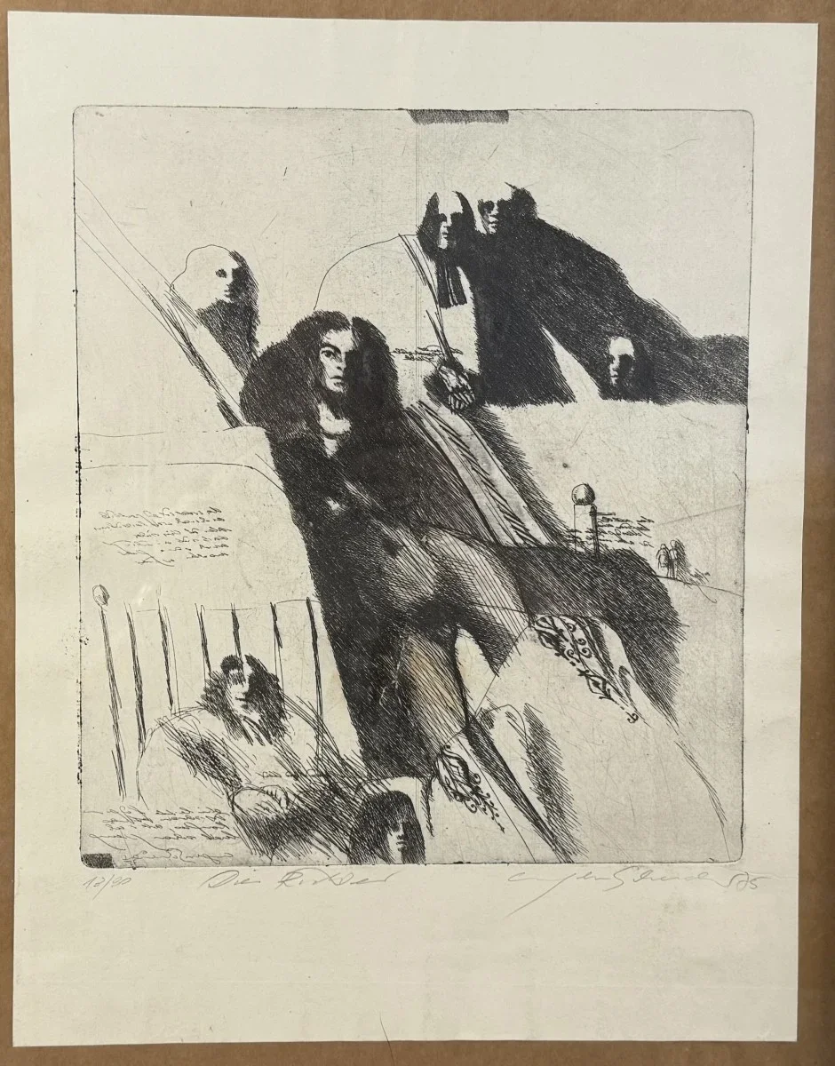 Radierung, Unleserlich signiert,  Bildmaß: 44x34 cm, verglast, gerahmt, datiert, Gesamtmaß: 51x41 cm