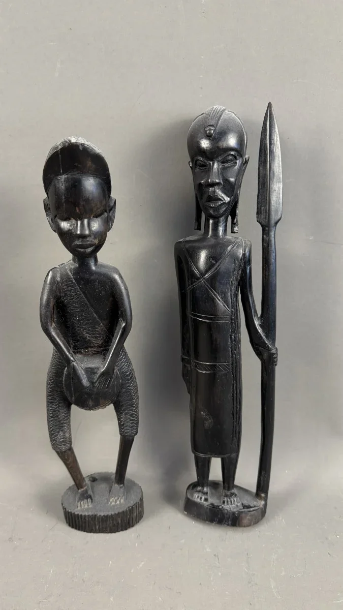  2 Stück afrikanischen Stammesfiguren, Ebenholz, H 38cm