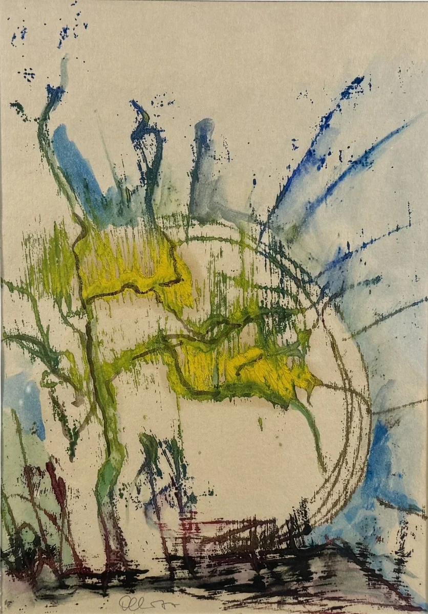 Mischtechnik, unleserlich signiert,  Bildmaß: 20x28 cm, verglast, gerahmt, Gesamtmaß: 48x34 cm