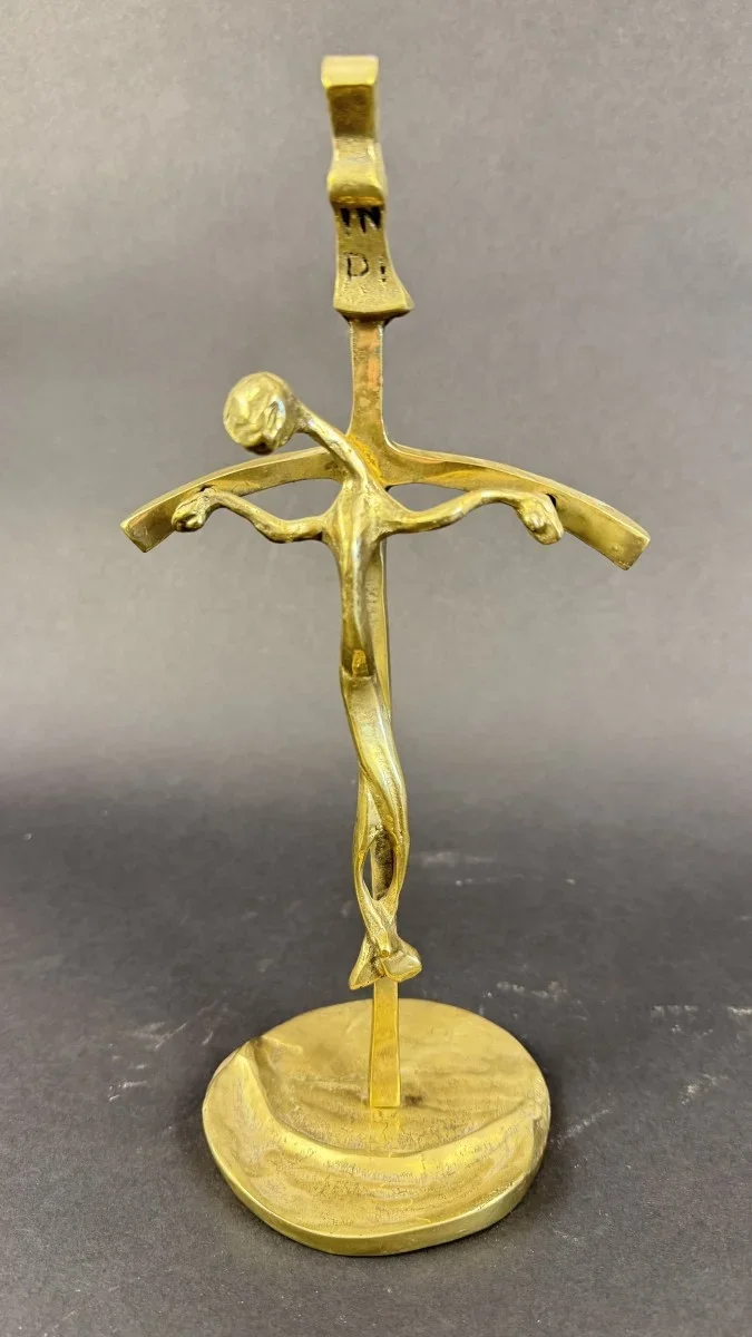 Heinz Goll (Klagenfurt 1934-1999 Bogota) Kruzifix-Skulptur, brutalistischer Stil, H. 28cm B. 14cm