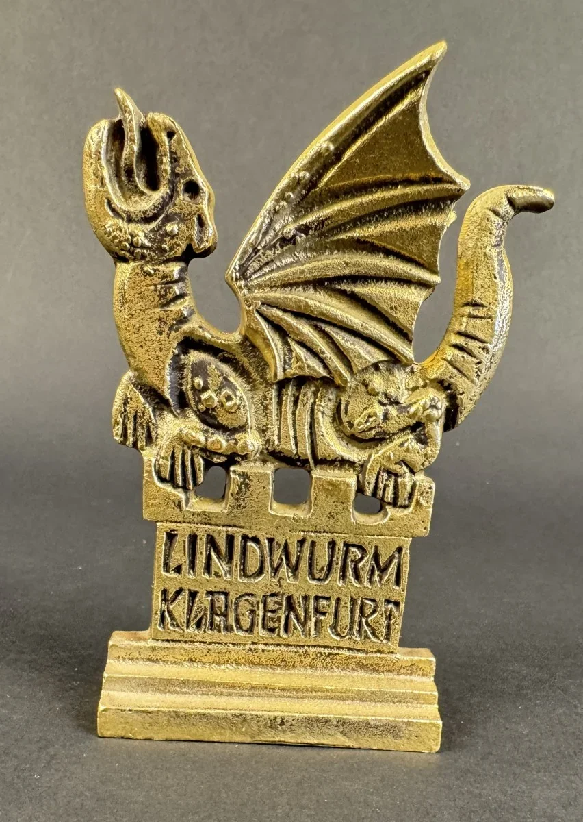 Heinz Goll (Klagenfurt 1934-1999 Bogota) Lindwurmbrunnen, das Wahrzeichen der Stadt Klagenfurt, 12x9 cm