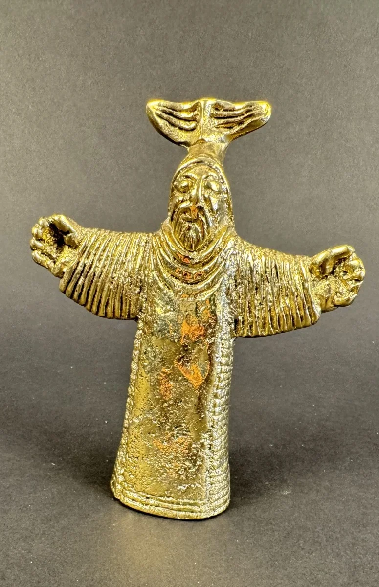 Heinz Goll (Klagenfurt 1934-1999 Bogota) Messingguss, Figur Jesus Christus, Pose der Begrüßung oder Erlösung, H 14 cm