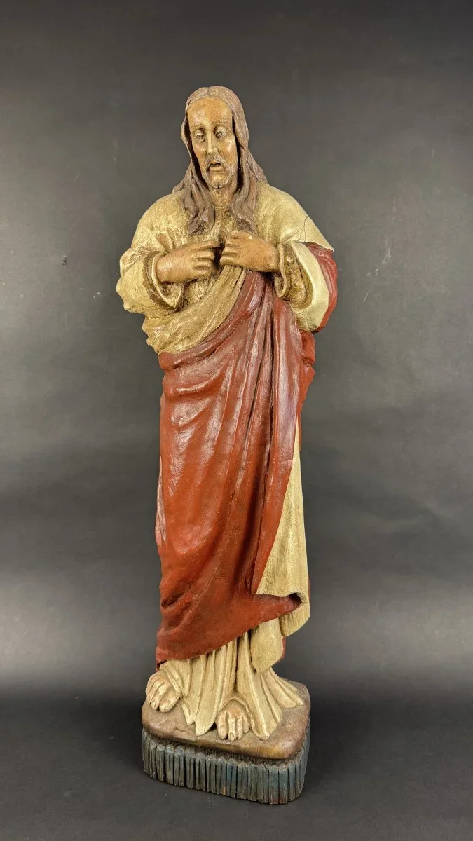  Jesus Christus, Herz-Jesu-Figur, Holz, H 87cm