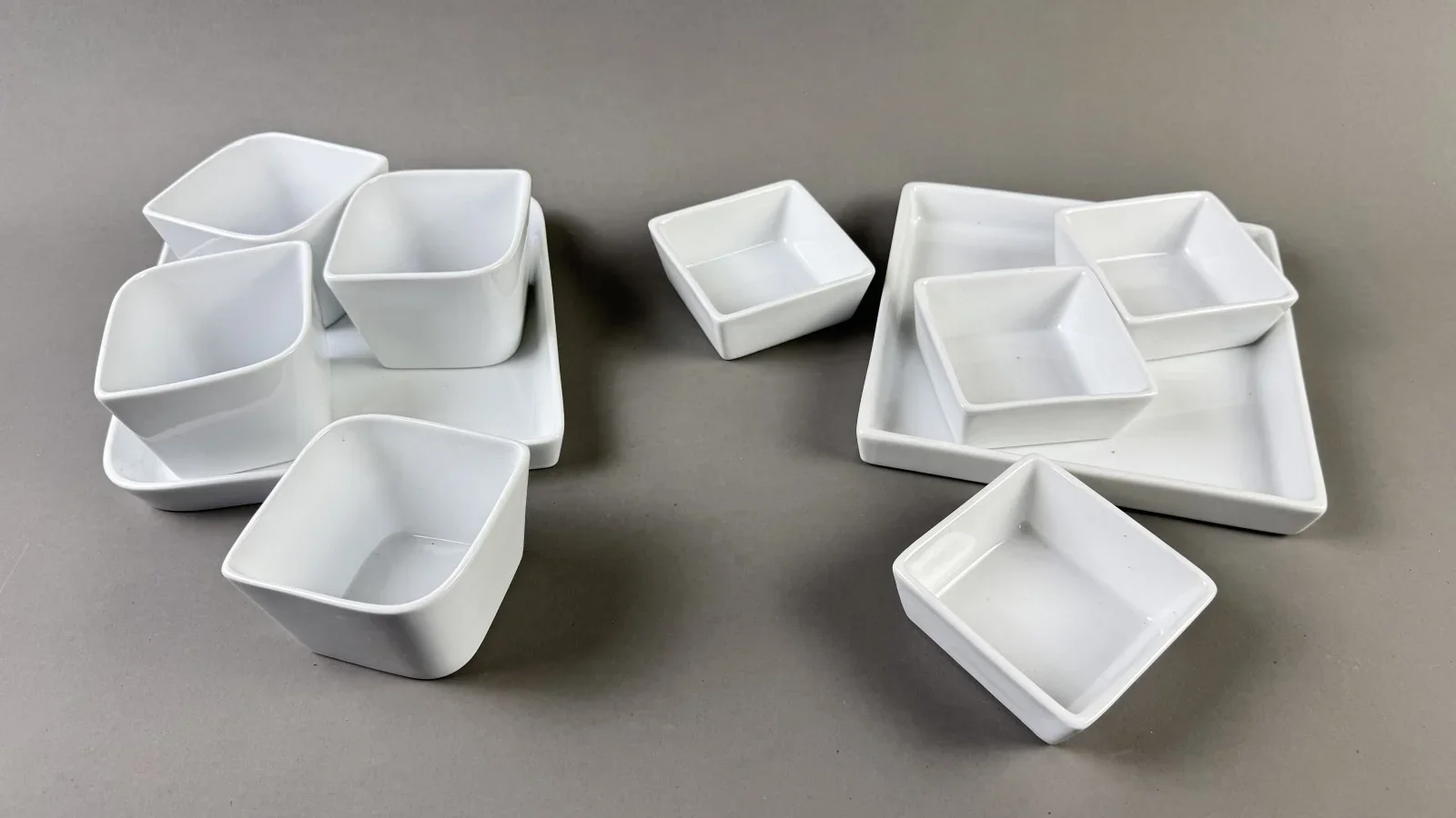 Weiße Keramik-Behälter und Schalen Set ca. 20x20 cm
