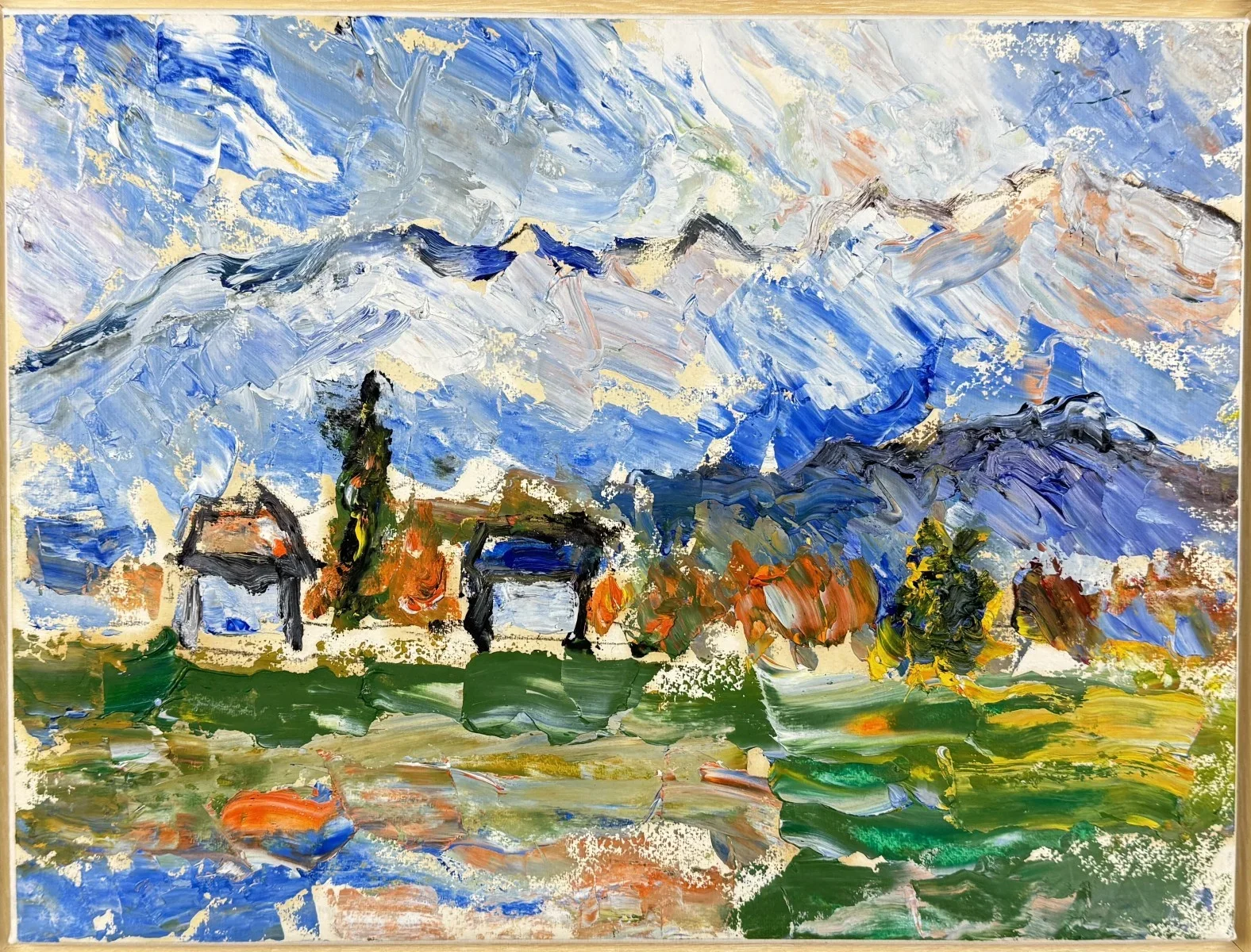 "Othmar Rudesch", Dorf im Drautal, Öl auf Leinwand, gerahmt, Gesamtmaß: 34x44 cm
