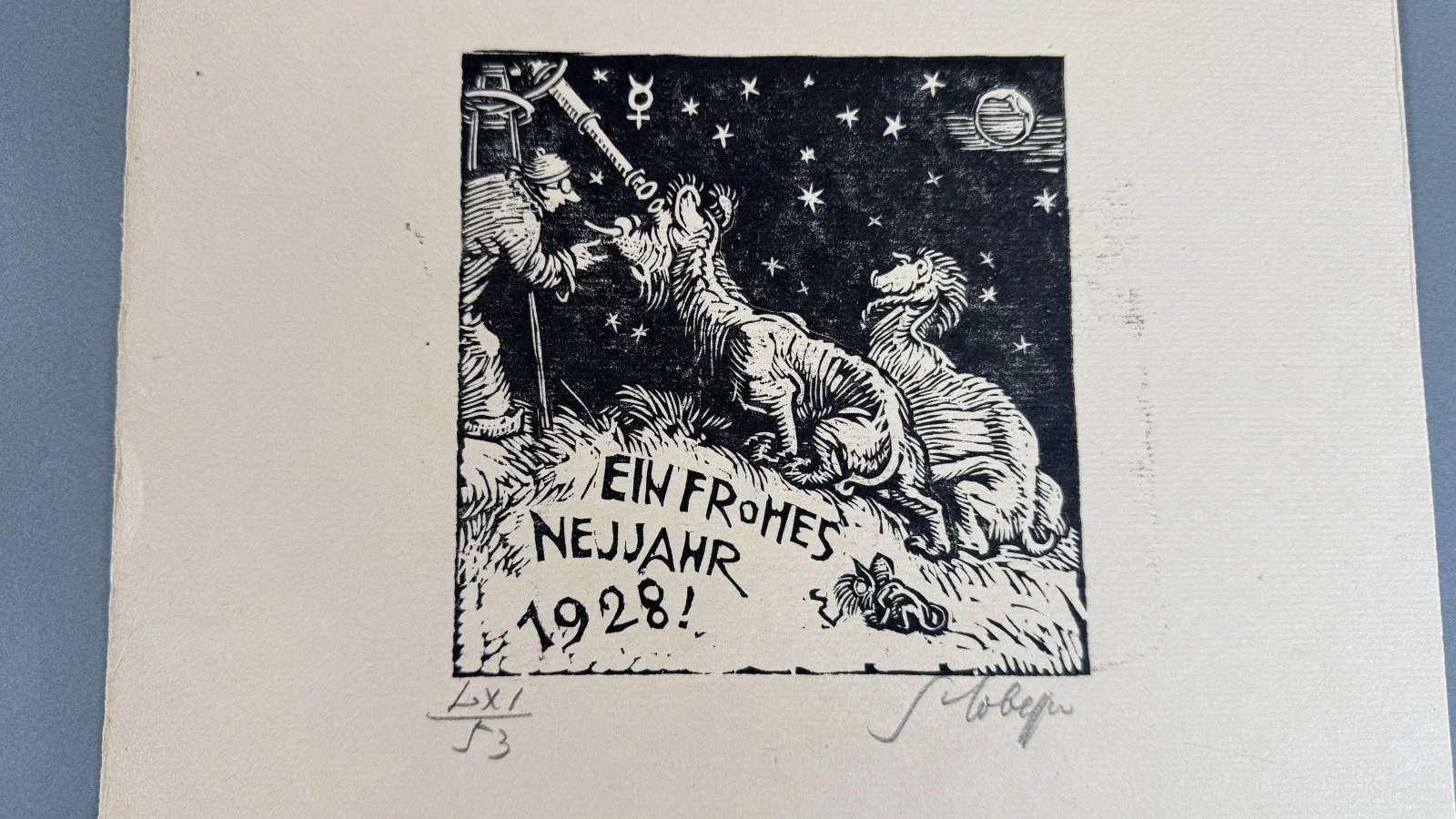 Switbert Lobisser (Tiffen 1878-1943 Klagenfurt, Studium an der Wiener Akademie Mitglied Wiener Künstlerhaus), signiert, Holzschnitt, Bildmaß: 12x12 cm, Gesamtmaß: 25x35 cm