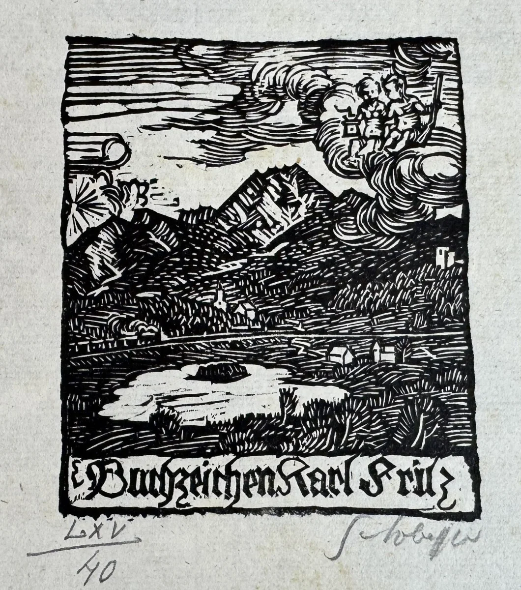 Switbert Lobisser (Tiffen 1878-1943 Klagenfurt, Studium an der Wiener Akademie Mitglied Wiener Künstlerhaus), signiert, Holzschnitt, Bildmaß: 10x11 cm, Gesamtmaß: 23x35 cm
