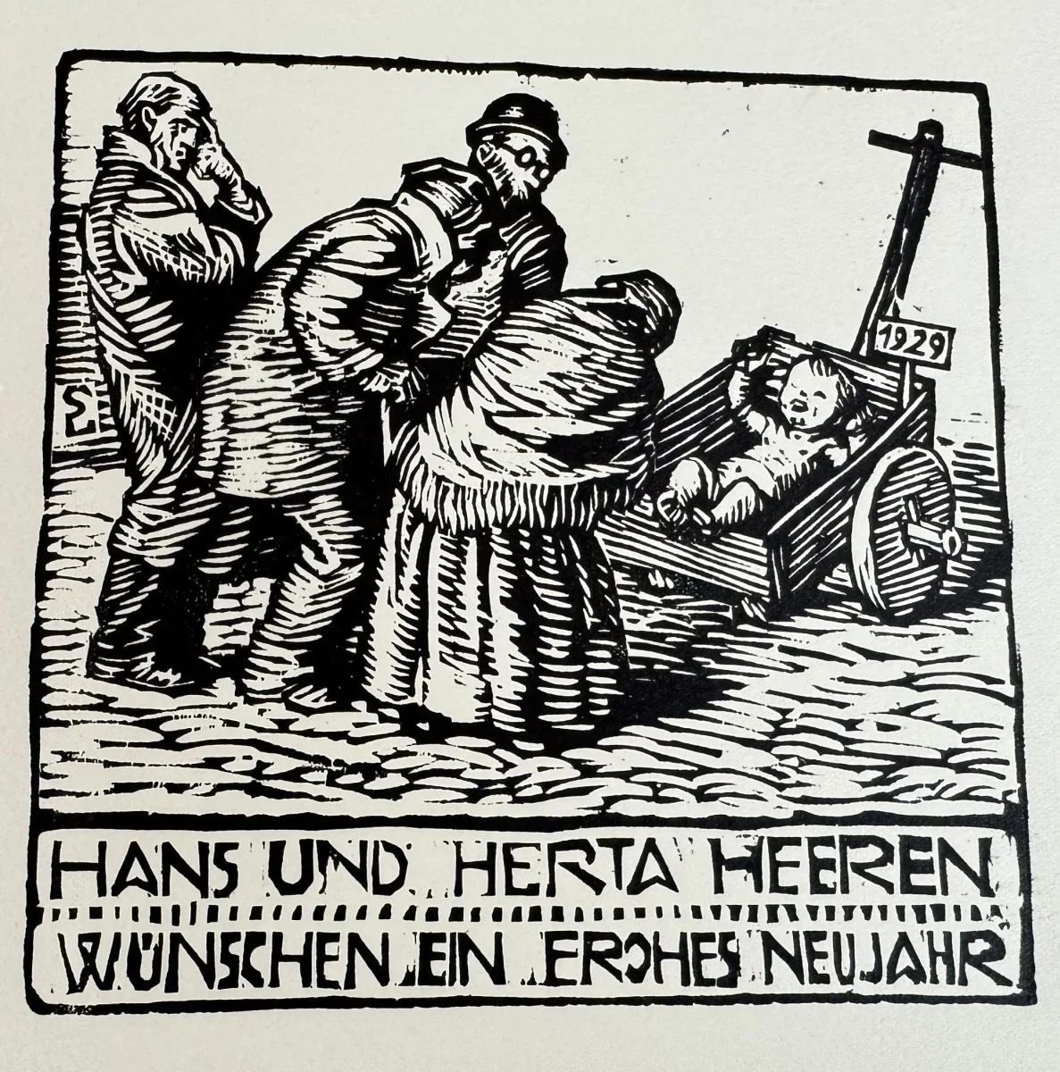 Switbert Lobisser (Tiffen 1878-1943 Klagenfurt, Studium an der Wiener Akademie Mitglied Wiener Künstlerhaus), Holzschnitt, Bildmaß: 13x13 cm, Gesamtmaß: 17x18 cm