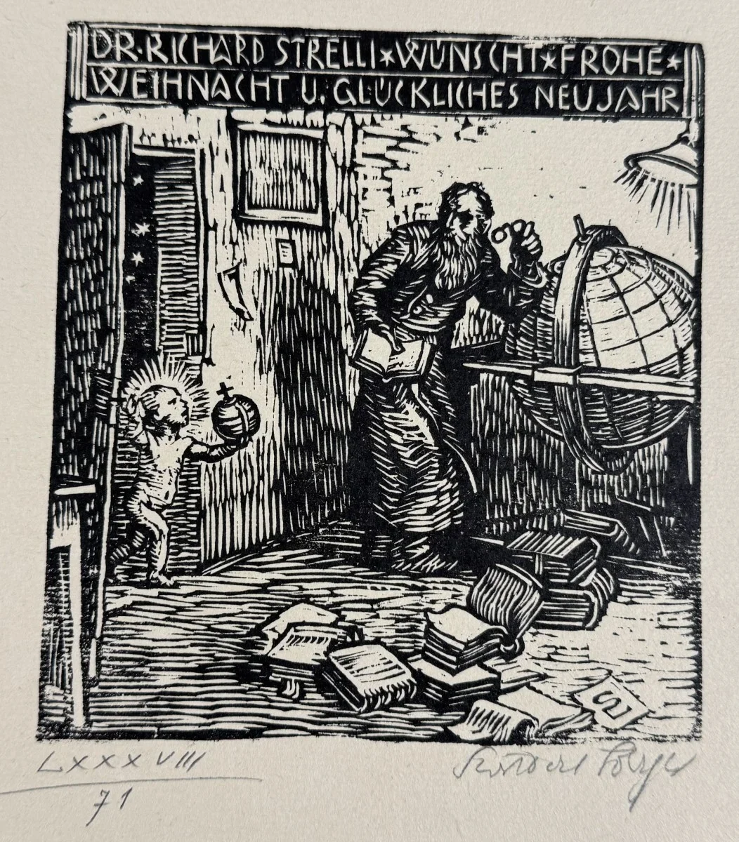 Switbert Lobisser (Tiffen 1878-1943 Klagenfurt, Studium an der Wiener Akademie Mitglied Wiener Künstlerhaus), signiert, Holzschnitt, Bildmaß: 13x14 cm, Gesamtmaß: 25x35 cm
