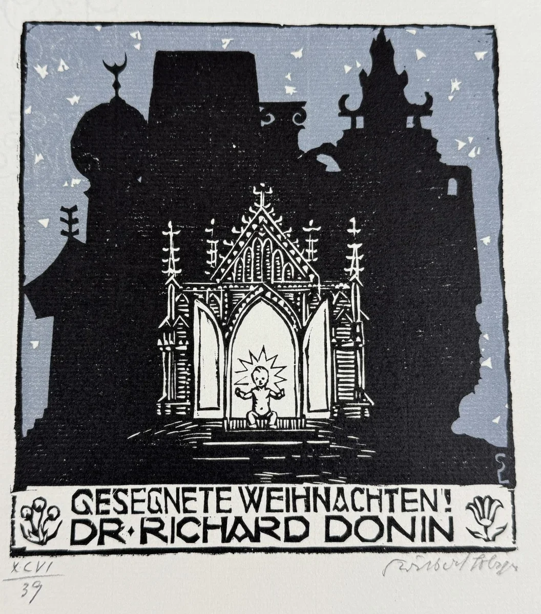 Switbert Lobisser (Tiffen 1878-1943 Klagenfurt, Studium an der Wiener Akademie Mitglied Wiener Künstlerhaus), signiert, Holzschnitt, Bildmaß: 14x15 cm, Gesamtmaß: 19x25 cm