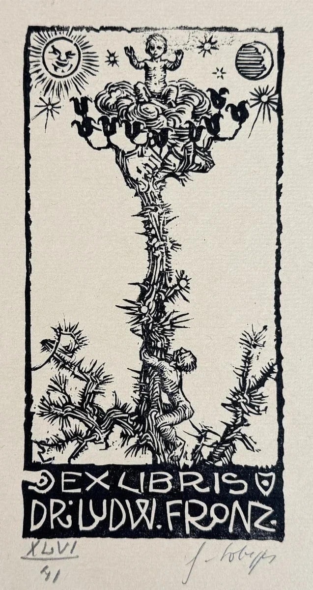 Switbert Lobisser (Tiffen 1878-1943 Klagenfurt, Studium an der Wiener Akademie Mitglied Wiener Künstlerhaus), signiert, Holzschnitt, Bildmaß: 8x16 cm, Gesamtmaß: 25x35 cm