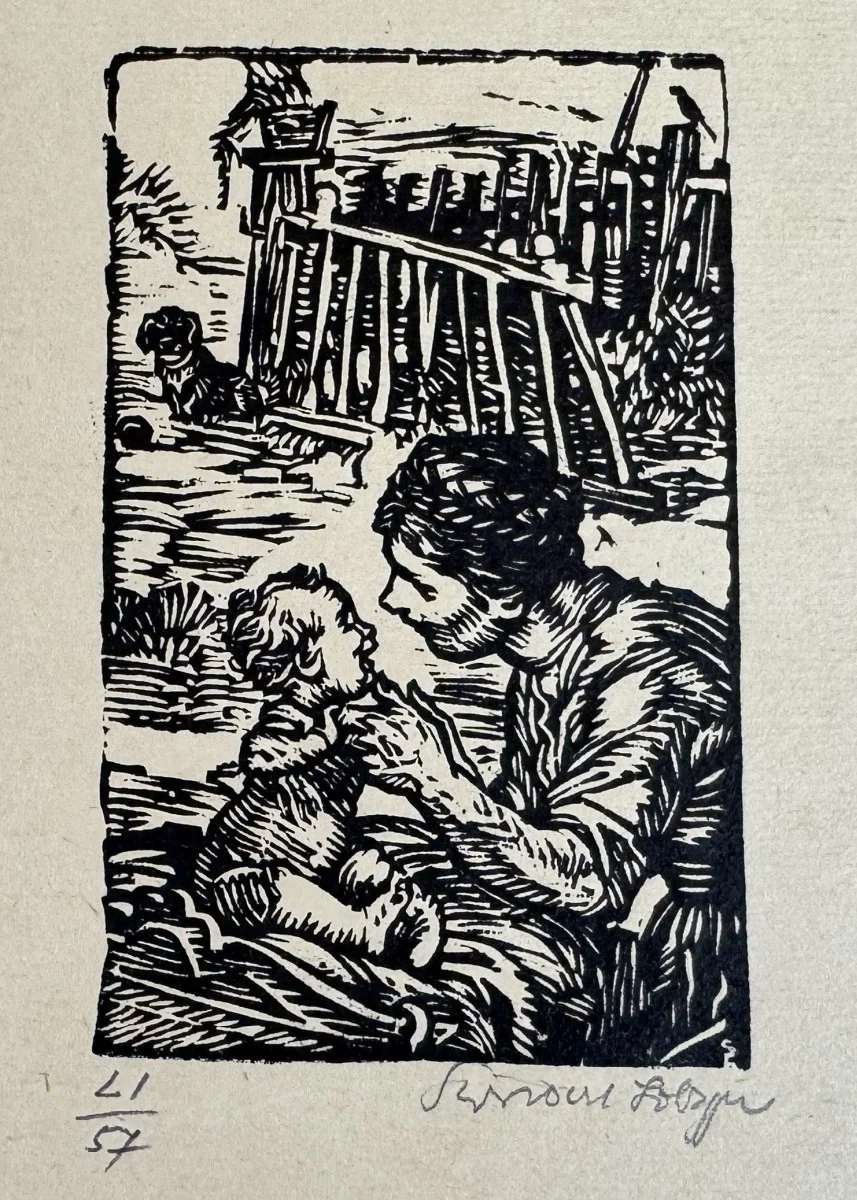 Switbert Lobisser (Tiffen 1878-1943 Klagenfurt, Studium an der Wiener Akademie Mitglied Wiener Künstlerhaus), signiert, Holzschnitt, Bildmaß: 12x8 cm, Gesamtmaß: 35x25 cm