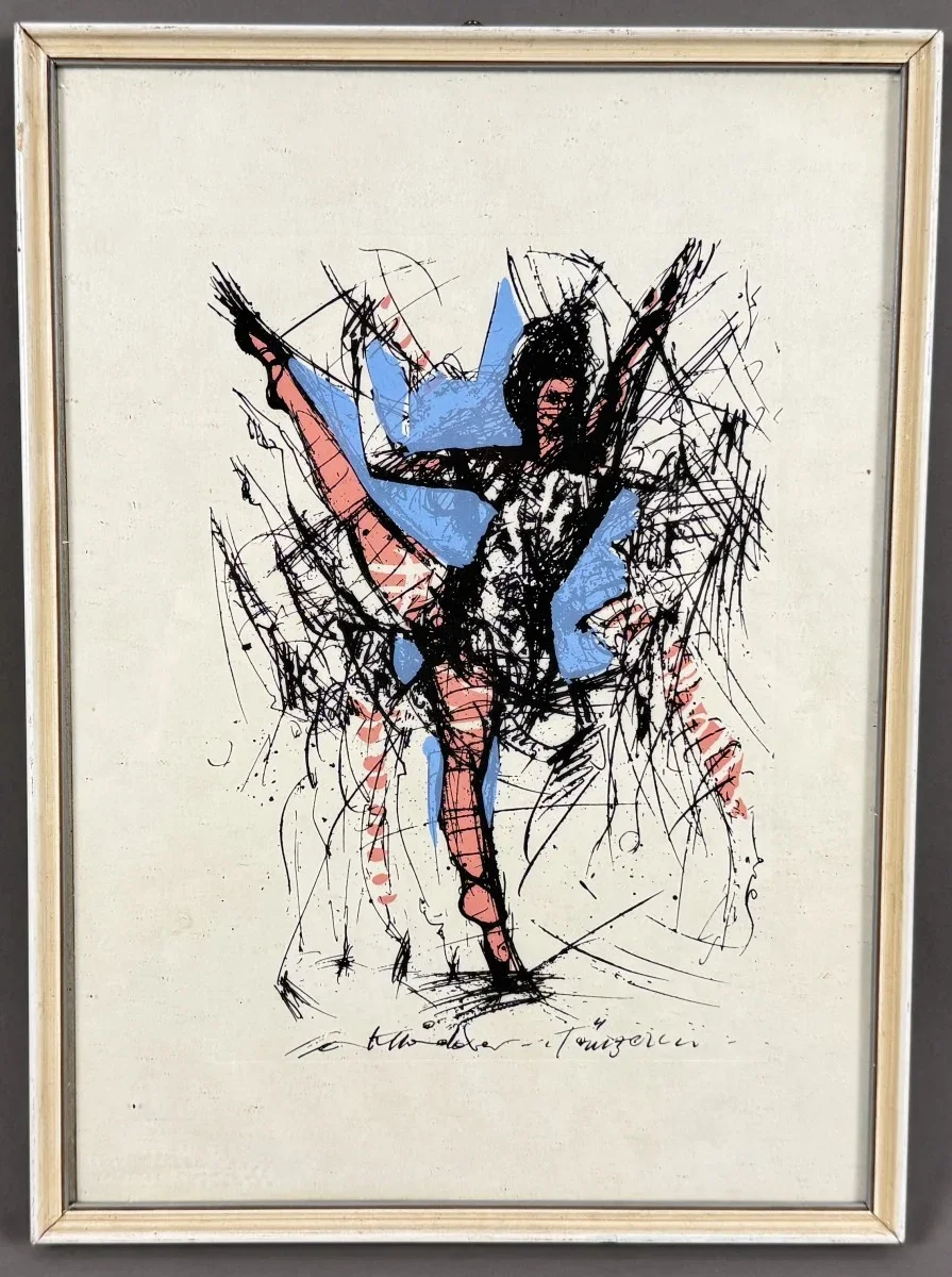 Hans Staudacher (St. Urban 1923 geb.), "Tänzerin", signiert, Lithografie, verglast, gerahmt, Gesamtmaß: 22x31 cm