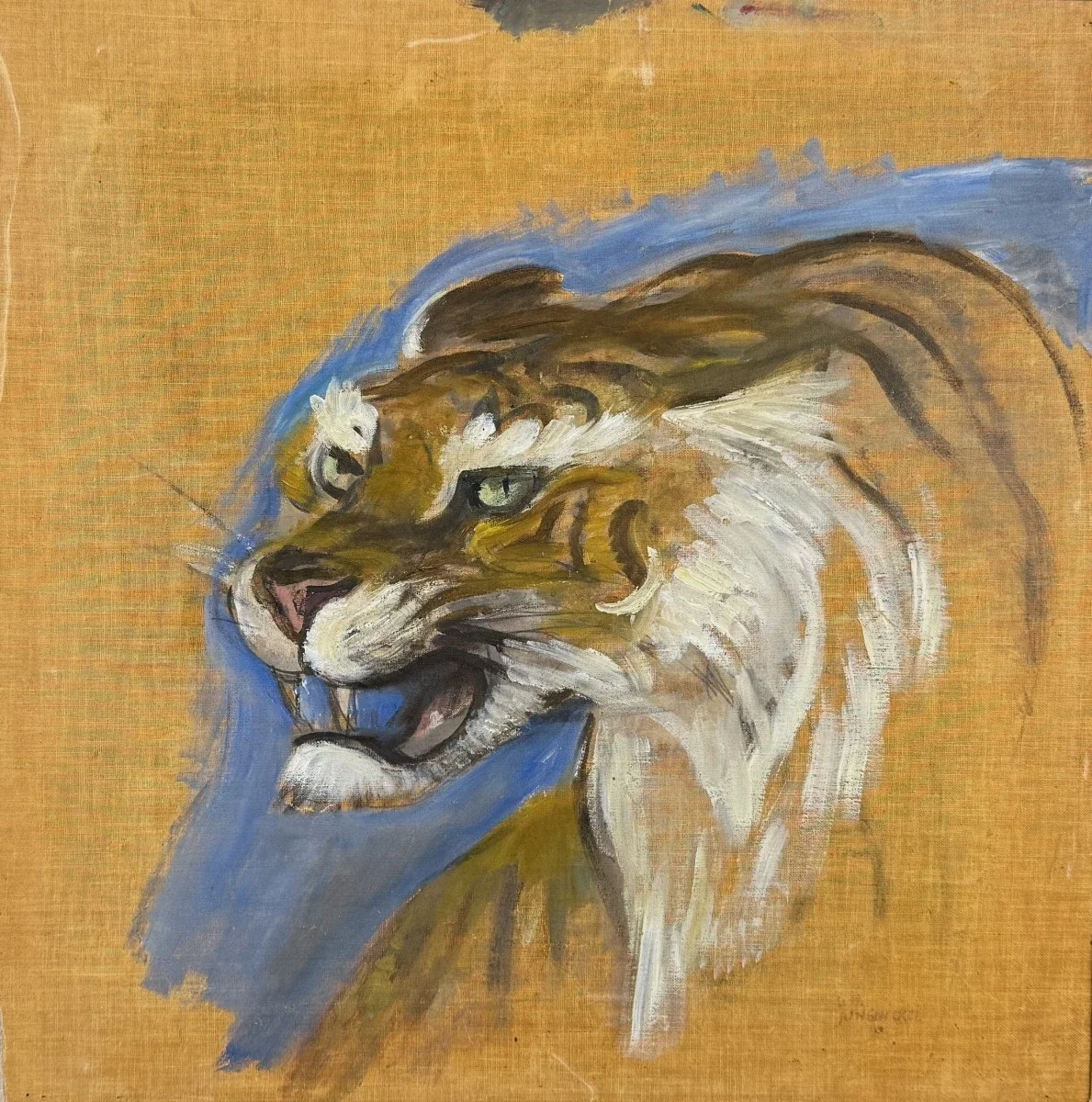 Ludwig Heinrich Jungnickel (Wunsiedel 1881-1965 Wien), "Tiegerkopf", Signaturstempel, Schätzpreis: € 2.500 - 4.000, Öl auf Leinwand, Bildmaß: 38,5x37 cm, gerahmt, Gesamtmaß: 51x50 cm