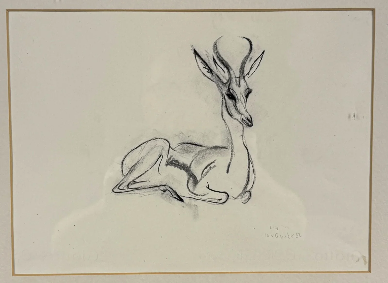 Ludwig Heinrich Jungnickel (Wunsiedel 1881-1965 Wien), "Antilope", Kohle auf Papier, Schätzpreis: € 600 - 1.200, signiert L.H. Jungnickel , Bildmaß: 32x23,5 cm, verglast, gerahmt, Gesamtmaß: 63x52 cm