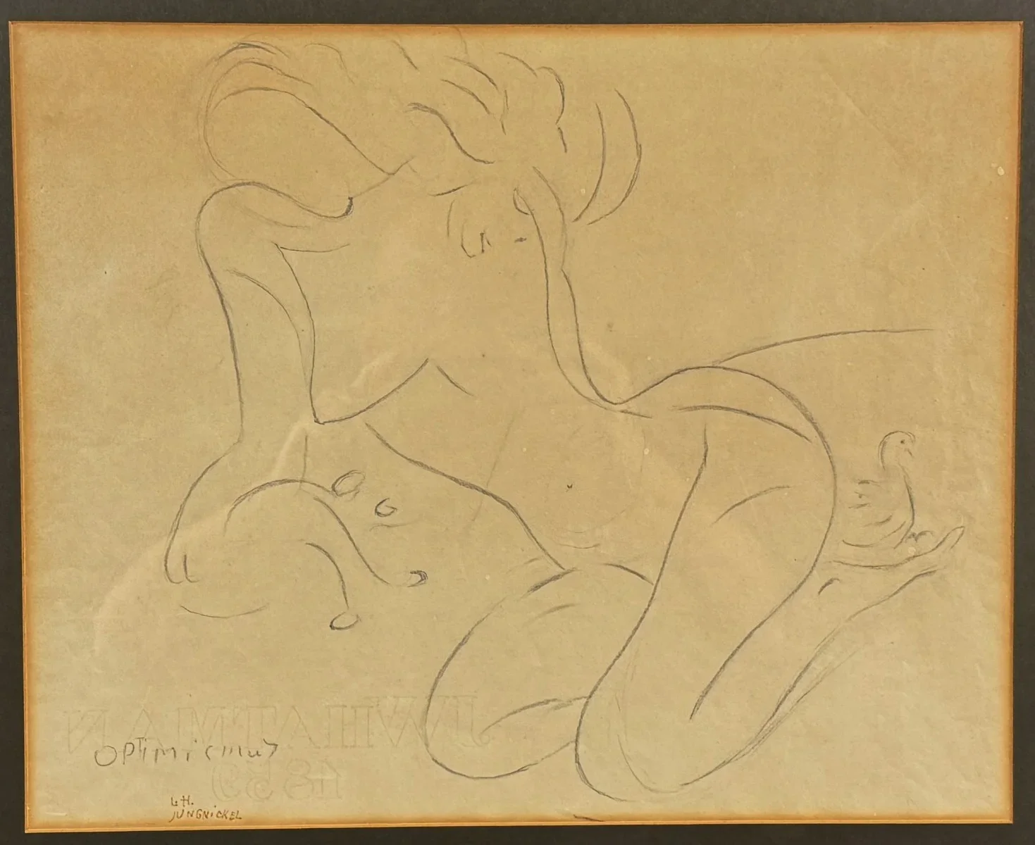Ludwig Heinrich Jungnickel (Wunsiedel 1881-1965 Wien), "Akt - Optimismus", Kohle auf Papier, Schätzpreis: € 700 - 1.400, Signaturstempel, Bildmaß: 40x31 cm, verglast, gerahmt, Gesamtmaß: 61x53 cm
