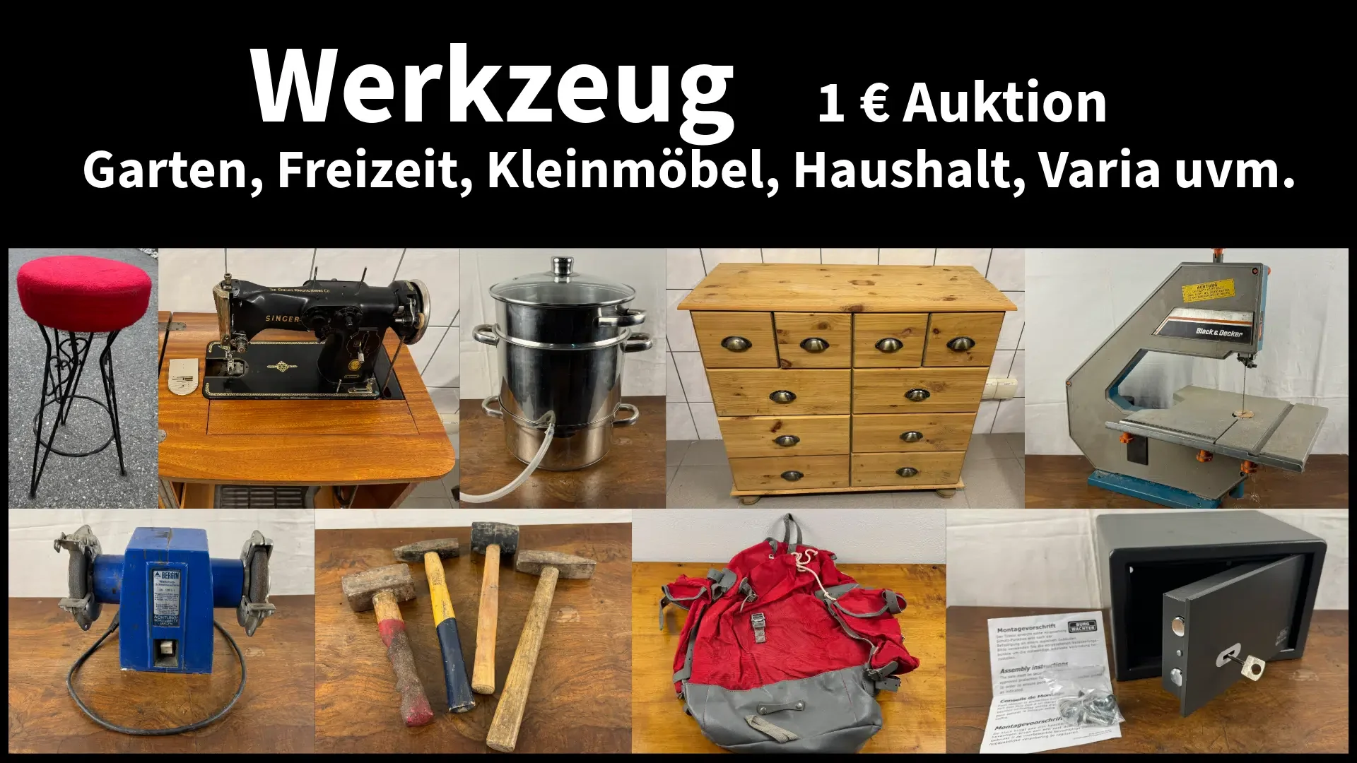 Lagerauflösung Werkzeug Garten Haushalt Freizeitartikel und Kleinmöbel 1 € Auktion